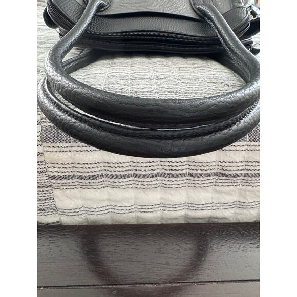 Ralph Lauren Chaps Pebbled 'Leather' Handbag Purse in Black & Silver - Picture 7 of 8